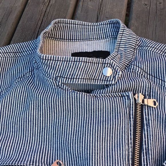BANANA REPUBLIC Striped Railroad Moto Jacket - Picture 4 of 8